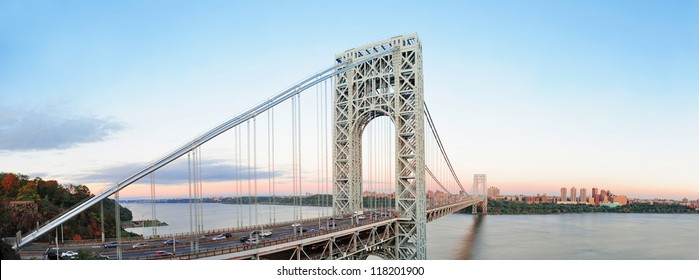 George Washington Bridge at sunset panorama over Hudson River. - Shutterstock ID 118201900