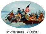 George Washington Crossing the Delaware - An oval, 1908 chromolitho reproduction of Emanuel Leutze
