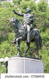 George Washington On Horseback Statue At Union Square In New York City.