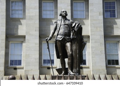 George Washington Statue At The State House In Raleigh, North Carolina.