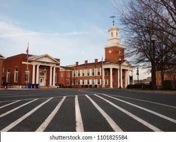 GEORGETOWN, DELAWARE - APRIL 4, 2018: The Circle, In Georgetown, Delaware Is Home To The City's Town Hall And The Sussex County Courthouse, Among Other Historic Buildings.