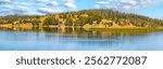 Georgetown lake panorama, near Anaconda, Montana. The Georgetown lake reservoir was created in 1885 to produce power for the town of Phillipsburg and area mining operations.