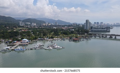 Georgetown, Penang Malaysia - May 18, 2022: The Majestic Penang Bridge, the iconic long bridge connecting Georgetown of Penang Island to the Mainland city of Butterworth.
