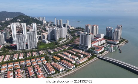 Georgetown, Penang Malaysia - May 20, 2022: The Straits Quay, Landmark Buildings And Villages Along Its Surrounding Beaches