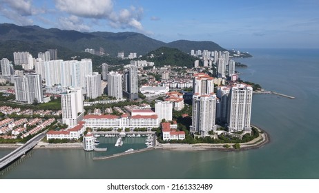 Georgetown, Penang Malaysia - May 20, 2022: The Straits Quay, Landmark Buildings And Villages Along Its Surrounding Beaches