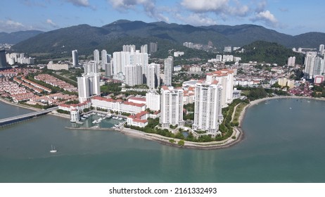 Georgetown, Penang Malaysia - May 20, 2022: The Straits Quay, Landmark Buildings And Villages Along Its Surrounding Beaches