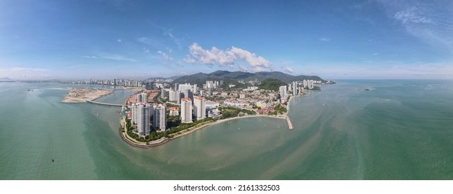 Georgetown, Penang Malaysia - May 20, 2022: The Straits Quay, Landmark Buildings And Villages Along Its Surrounding Beaches