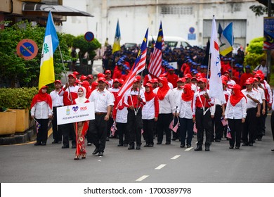 Georgetown, Penang/Malaysia - Aug 31 2016: POS Malaysia Staff In Independence Procession.