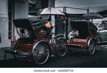 GEORGETOWN, PENANG/MALAYSIA- Feb 11, 2020: There Are Around 200 Trishaws In George Town Alone And It Is Now A Part Of The City's Living Heritage. You Can Easily Rent One And Ride Around The City.