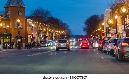 Georgetown, Washington DC Night Road, USA