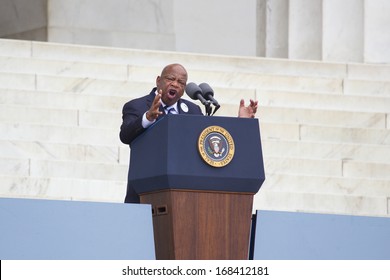 Georgia Congressman John Lewis Speaks At The Lincoln Memorial August 28, 2013 In Washington, DC, Commemorating The 50th Anniversary Of Dr. Martin Luther King Jr.'s 'I Have A Dream' Speech. 