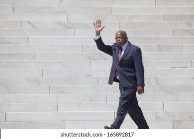 Georgia Congressman John Lewis Waves At The 50th Anniversary Of The March On Washington And Martin Luther King's I Have A Dream Speech, August 24, 2013, Lincoln Memorial, Washington, D.C. 