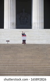 Georgia Congressman John Lewis Waves At 50th Anniversary Of The March On Washington And Martin Luther King's I Have A Dream Speech, August 24, 2013, Lincoln Memorial, Washington, D.C. 