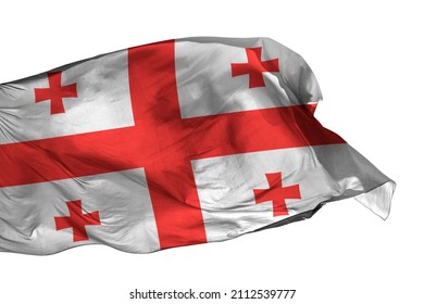 Georgia flag isolated on white background. Close up waving flag of Georgia. Flag of Georgian.