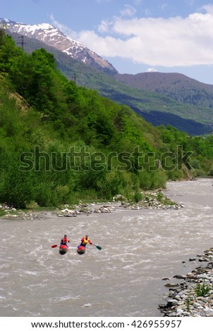 Georgia mountains and river in summer time