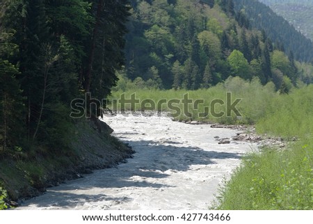 Georgia mountains and river in summer time