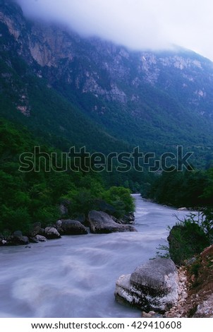 Georgia mountains and river in summer time