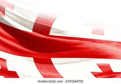 Georgia National Flag Cloth Fabric Waving.