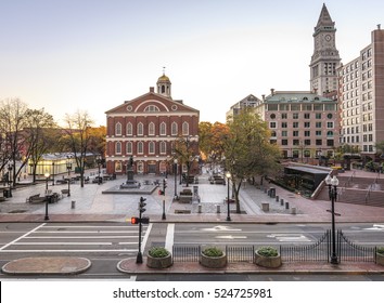 The Georgian Architecture Of Boston In Massachusetts, USA At Sunrise.