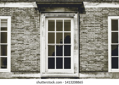 Georgian Sash Window In Black And White Tone, Horizontal Photography Split Toning