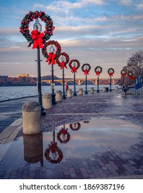 Georgtown Waterfront In Washington DC During Christmas Season