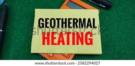 Geothermal Heating on Yellow Paper with Equipment on the Table: System for Sustainable Energy. 
