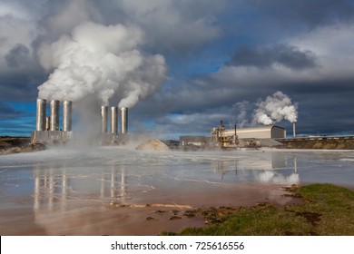 Geothermal power plant located at Reykjanes peninsula in Iceland.