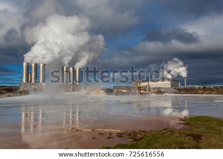 Geothermal power plant located at Reykjanes peninsula in Iceland.