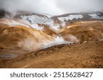 Geothermal Valley with Steam Vents and Lush Greenery