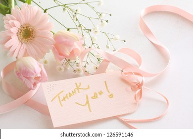 gerbera daisy bouquet and thank you card