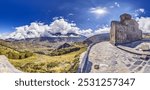 Gergeti Trinity Church near Stepantsminda, Georgia, with stunning views of the Caucasus mountains during daytime