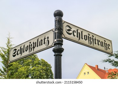 German Antique Street Sign With The Street Names 