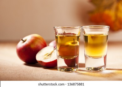 German Apple Schnapps In Shot Glasses