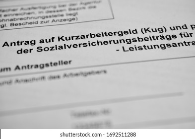 German application form short-time allowance, translated: Application for short-time allowance for employees in companies