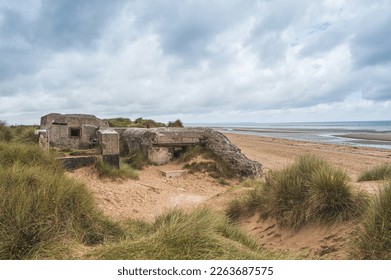 German blockhouses and tobruk bunker WW2 ,Utah Beach is one of the five Landing beaches in the Normandy landings on 6 June 1944, during World War II. Utah is located on the coast of Normandy, France,