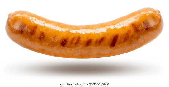 German bratwurst sausages isolated on white background. Grilled smoke beef sausage isolated on white background With clipping path.