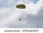 German Bundeswehr paratroopers in camouflage during a parachute jump