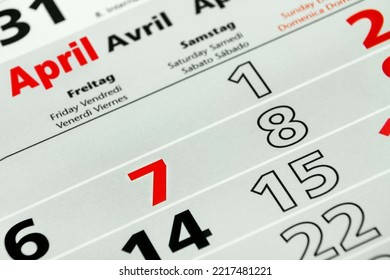 German Calendar 2023  April  And Friday Saturday Sunday
