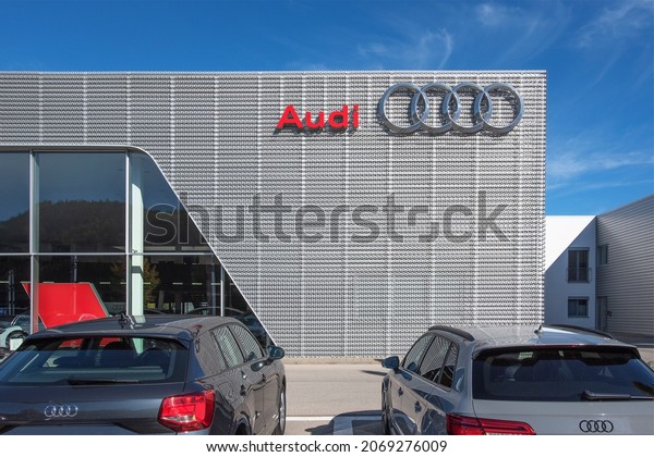 German car manufacturer Audi showroom on\
October 17,2021 in\
Füssen,Germany.
