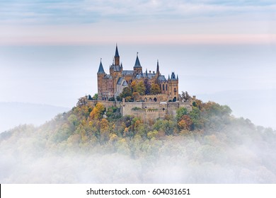 German Castle Hohenzollern Over The Clouds