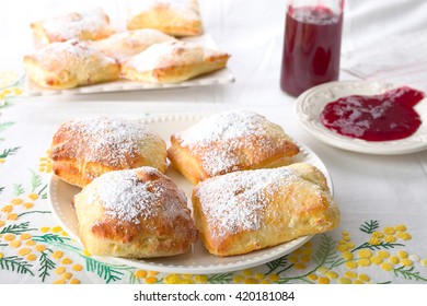 German cheese pastry with cherry.
