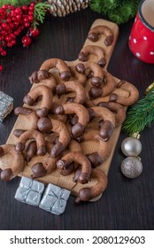 German Chocolate Crescent Christmas Cookies