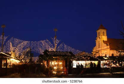 German Christmas Market At Night