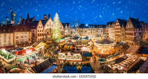 German Christmas Market At The Römer Square In Frankfurt Am Main