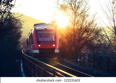 German Country Train On A Golden Autumn Day