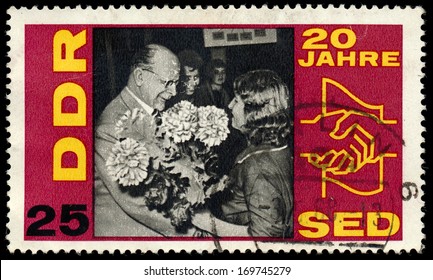 GERMAN DEMOCRATIC REPUBLIC - CIRCA 1966: A Stamp Printed In Germany Shows The 20 Years Socialist Unity Party Of Germany, Circa 1966.