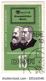 GERMAN DEMOCRATIC REPUBLIC - CIRCA 1966: A Stamp Printed In Germany Shows The 20 Years Socialist Unity Party Of Germany, Circa 1966.