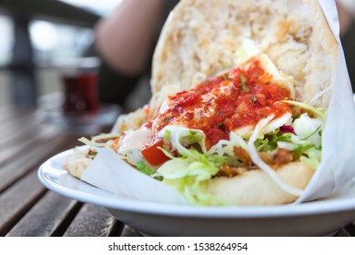 German Doner Kebab With Spices On A Table