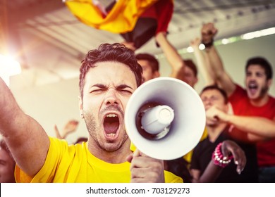 German Fan Shouting With Megaphone, Soccer Championship