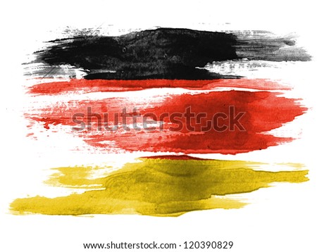 The German flag painted on white paper with watercolor